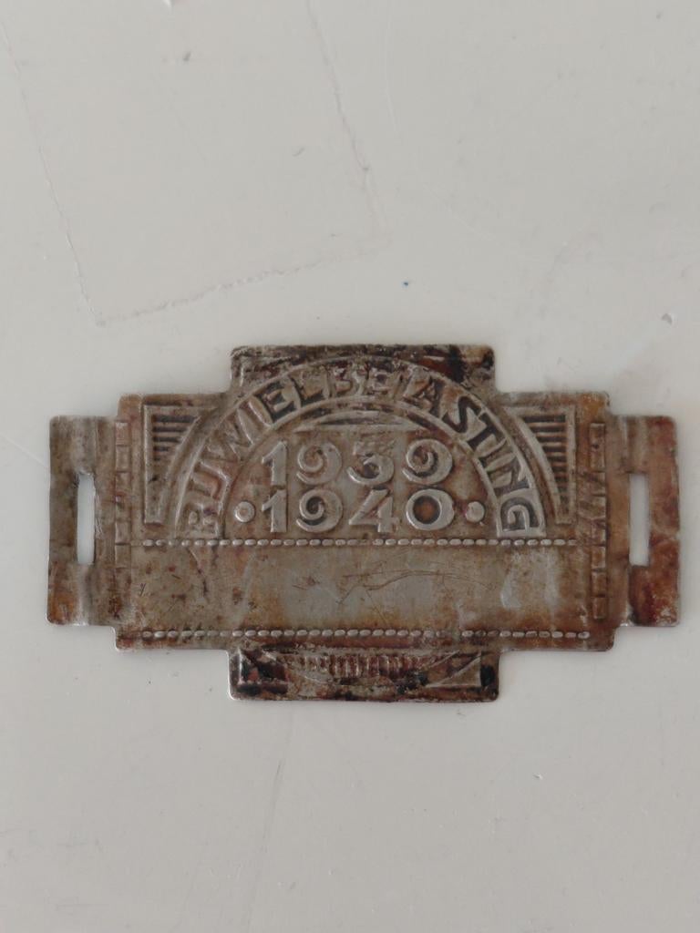 Antieke rijwiel Fietsbelasting Plaatje 1939-1940, Ophalen of Verzenden, Gebruikt