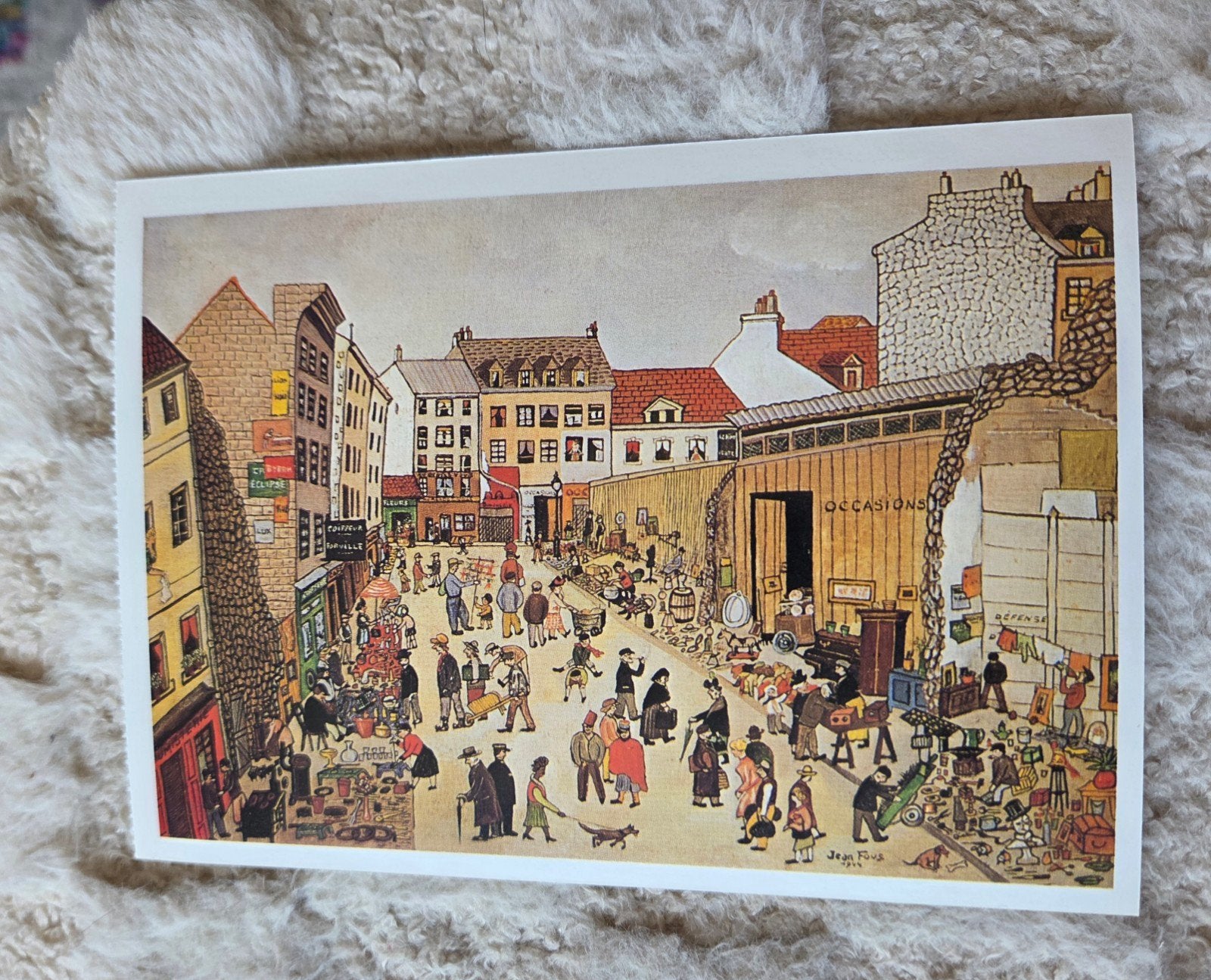 Jean Fous - Vlooienmarkt in de rue Mouffetard, Verzenden, 1980 tot heden, Ongelopen, Overige thema's