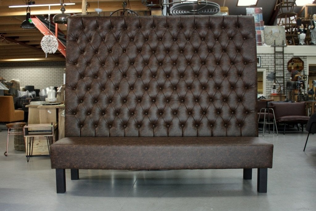 3 x hoge eetkamerbank wandbank mancave horeca restaurant, Ophalen, Zo goed als nieuw, Leer, Vijf, Zes of meer stoelen