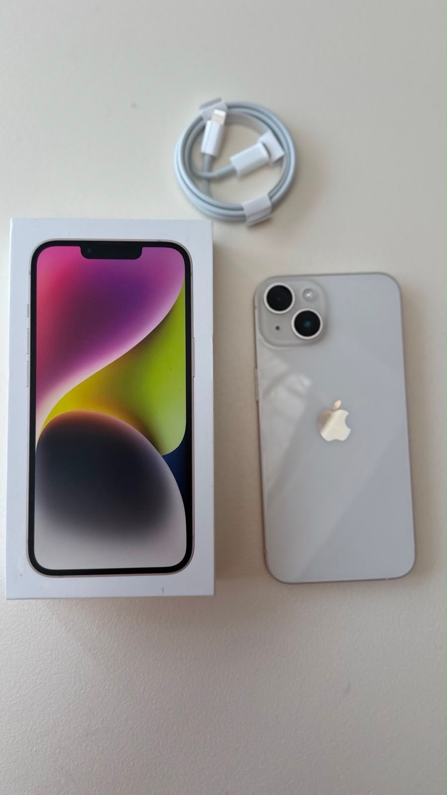 iPhone 14 128GB - Zo goed als nieuw met nieuwe oplader, 128 GB, 86 %, Wit, Ophalen of Verzenden