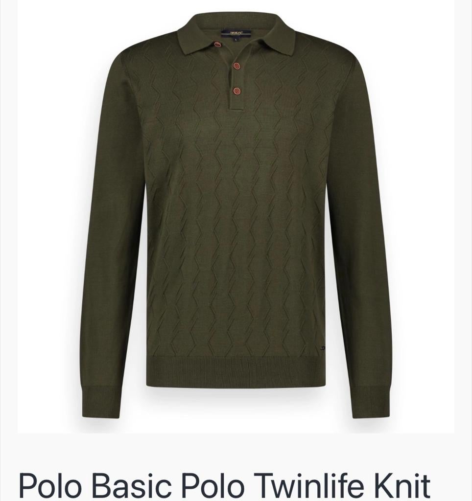 Twinlife Polo Shirt - Donkergroen Colorblock, Kleding | Heren, Ophalen of Verzenden, Zo goed als nieuw, Overige maten, Groen