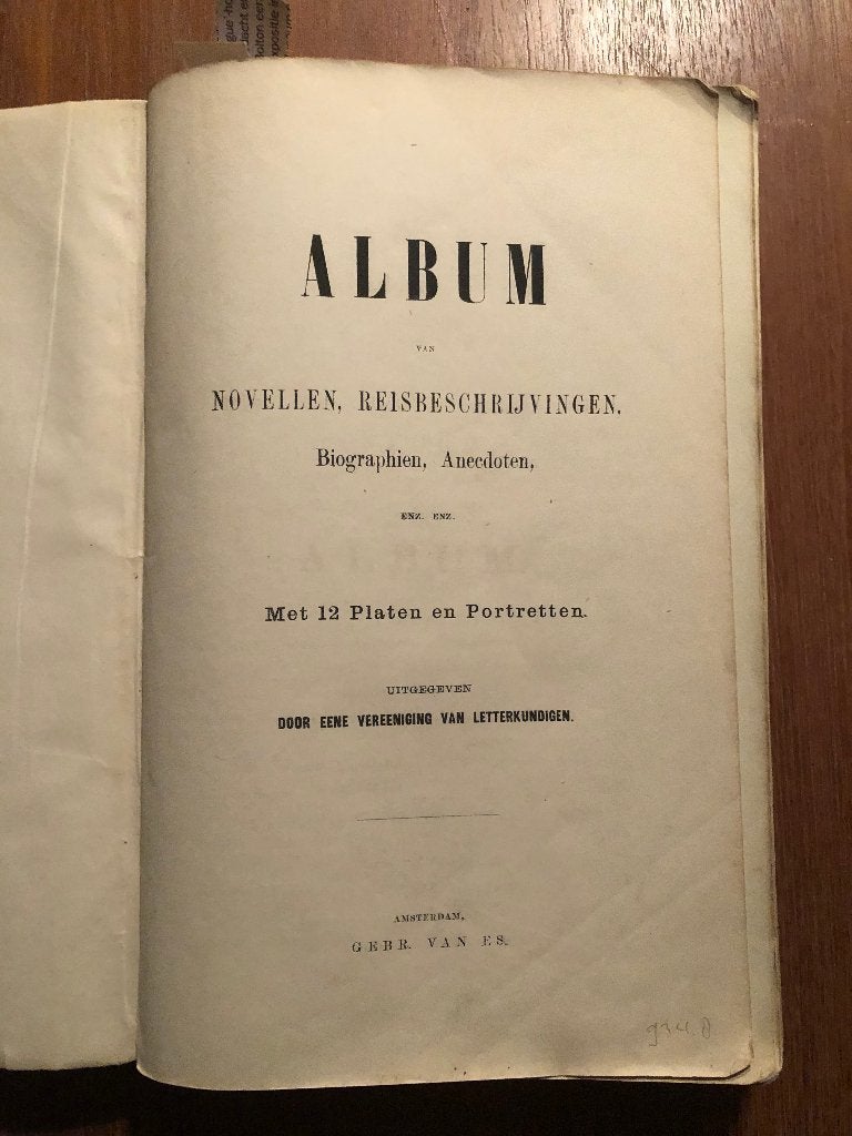 Fraaie platen, circa 1860? ALBUM van Novellen, Reisbe-, Verzenden
