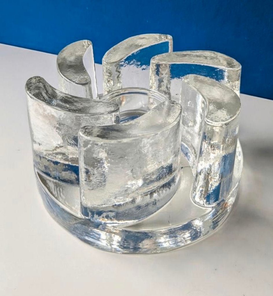 Vintage glazen theelichthouder rechaud/voor theepot, Overige typen, Ophalen of Verzenden, Gebruikt, Glas