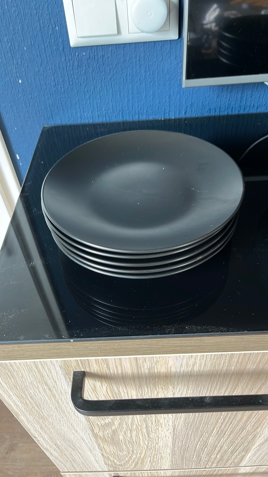 Zwarte borden set - Gebruikt, Ophalen, Gebruikt, Keramiek, Bord(en)