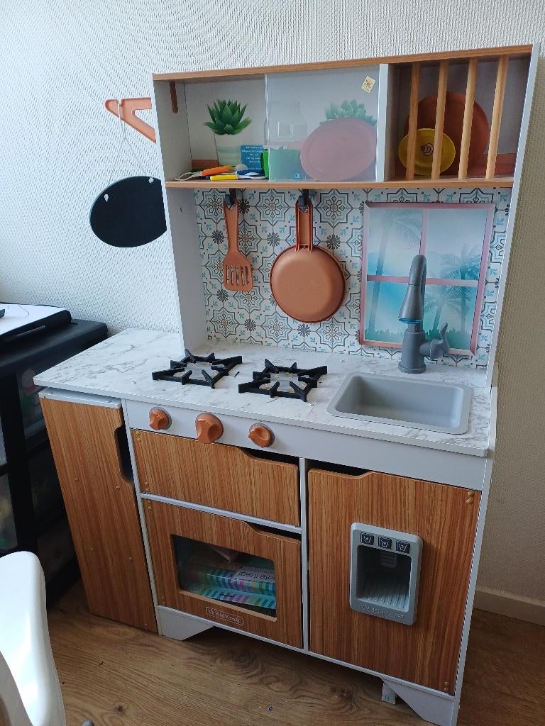 Kidkraft Houten Speelkeuken met Accessoires, Kinderen en Baby's, Speelgoed | Houten speelgoed, Ophalen, Zo goed als nieuw, Meubelstuk of Keukentje