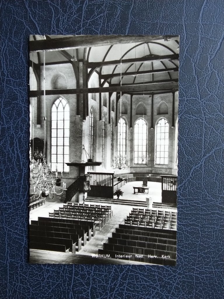 Workum, Interieur Ned. Herv. Kerk. Klf, Verzenden, 1960 tot 1980, Ongelopen, Friesland