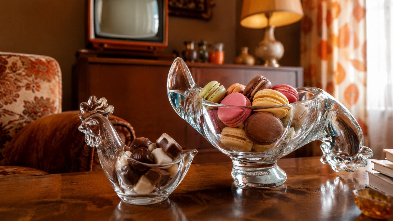Arcoroc France glazen haan en kip – vintage glazen schaaltje, Ophalen, Zo goed als nieuw, Porselein
