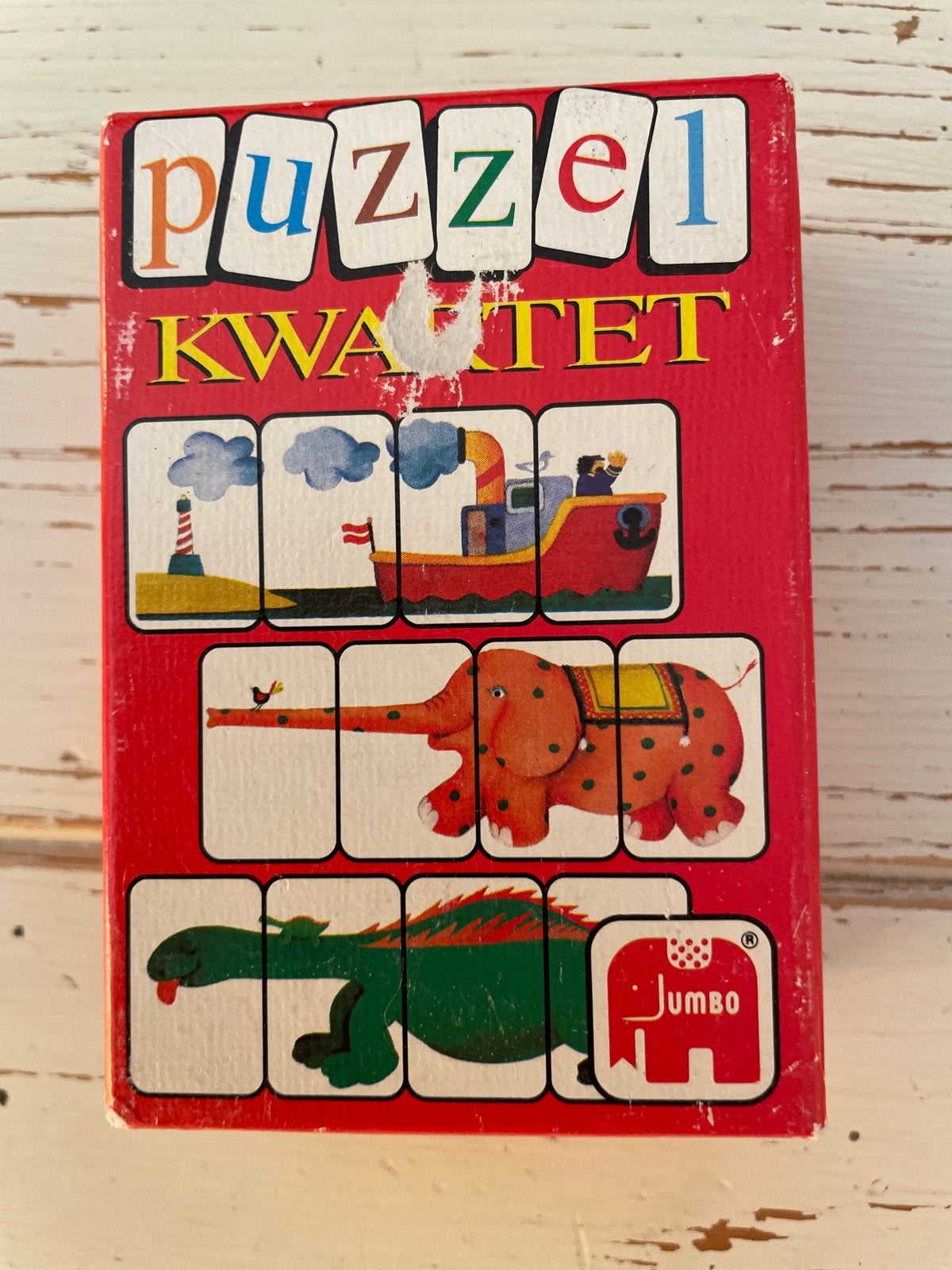 Jumbo Puzzel Kwartet - Vintage Kaartspel voor Kinderen, Drie of vier spelers, Ophalen of Verzenden, Gebruikt