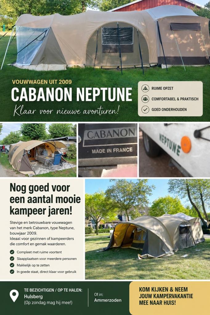 Cabanon Neptune Vouwwagen uit 2009 - Klaar voor avontuur!, Ophalen