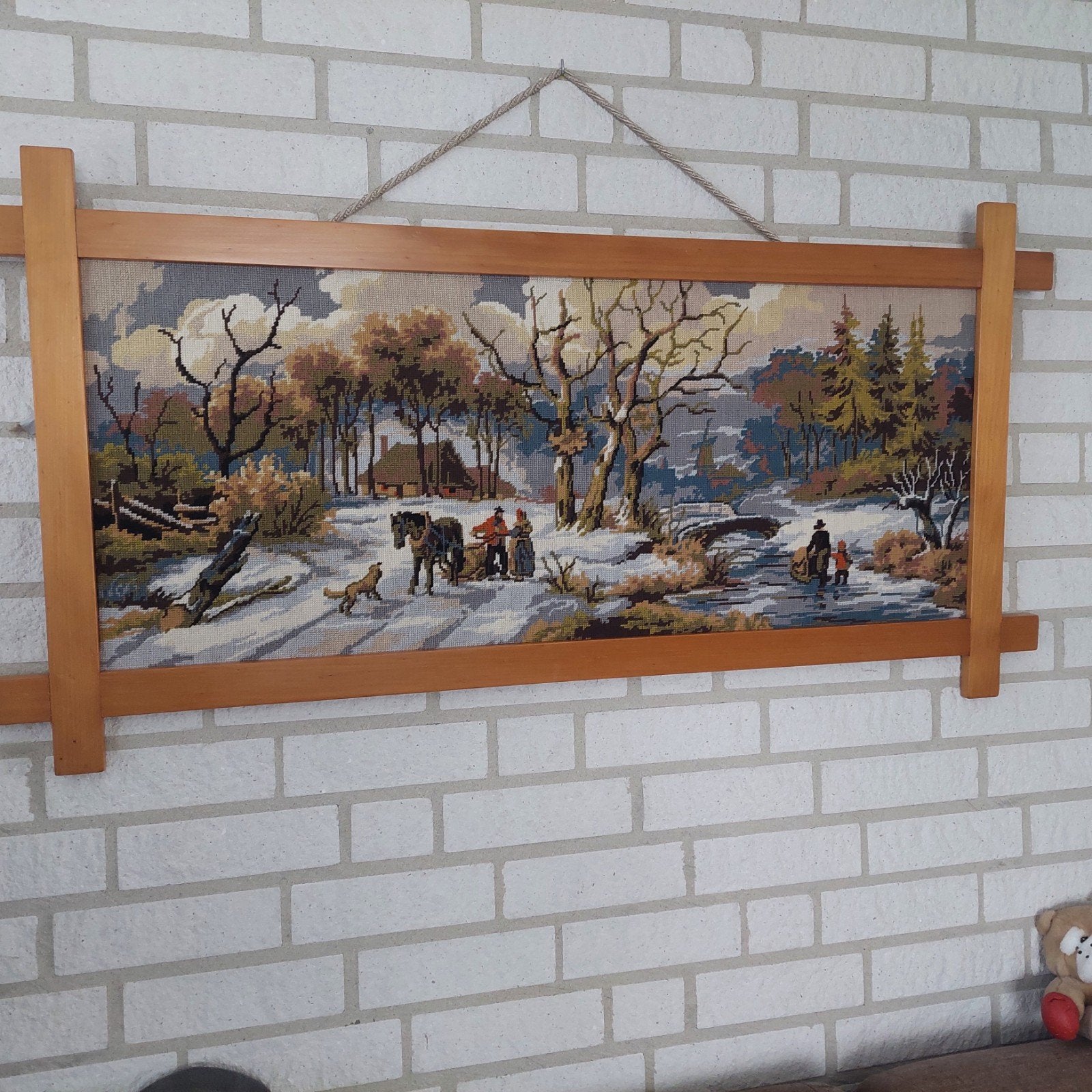 Vintage wandtapijt winterlandschap, Ophalen