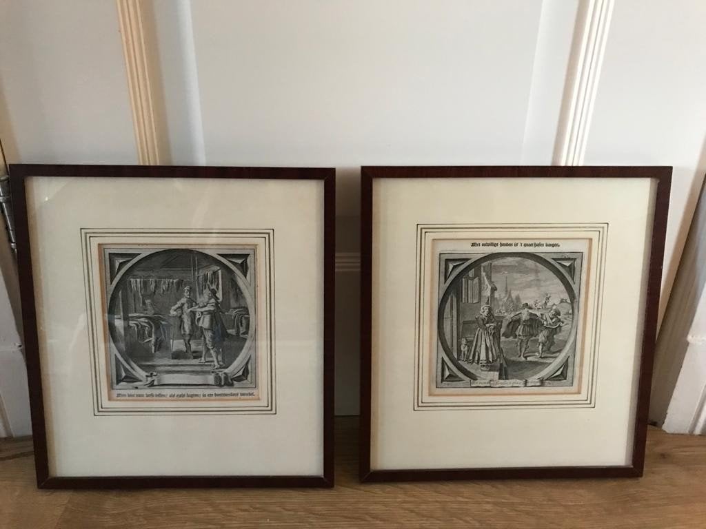 2 Kopergravures uit "Allede wercken " van Jacob Cats., Ophalen