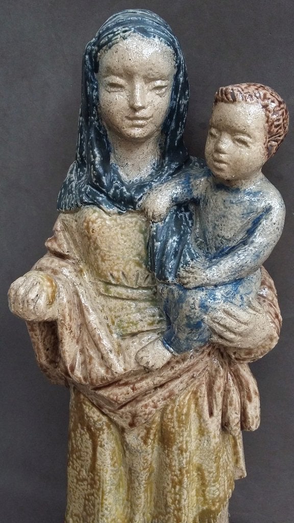 Omstreeks 1940-1950 GROOT 50 CM. Maria Beesel Beeld Terraco, Antiek en Kunst, Ophalen of Verzenden