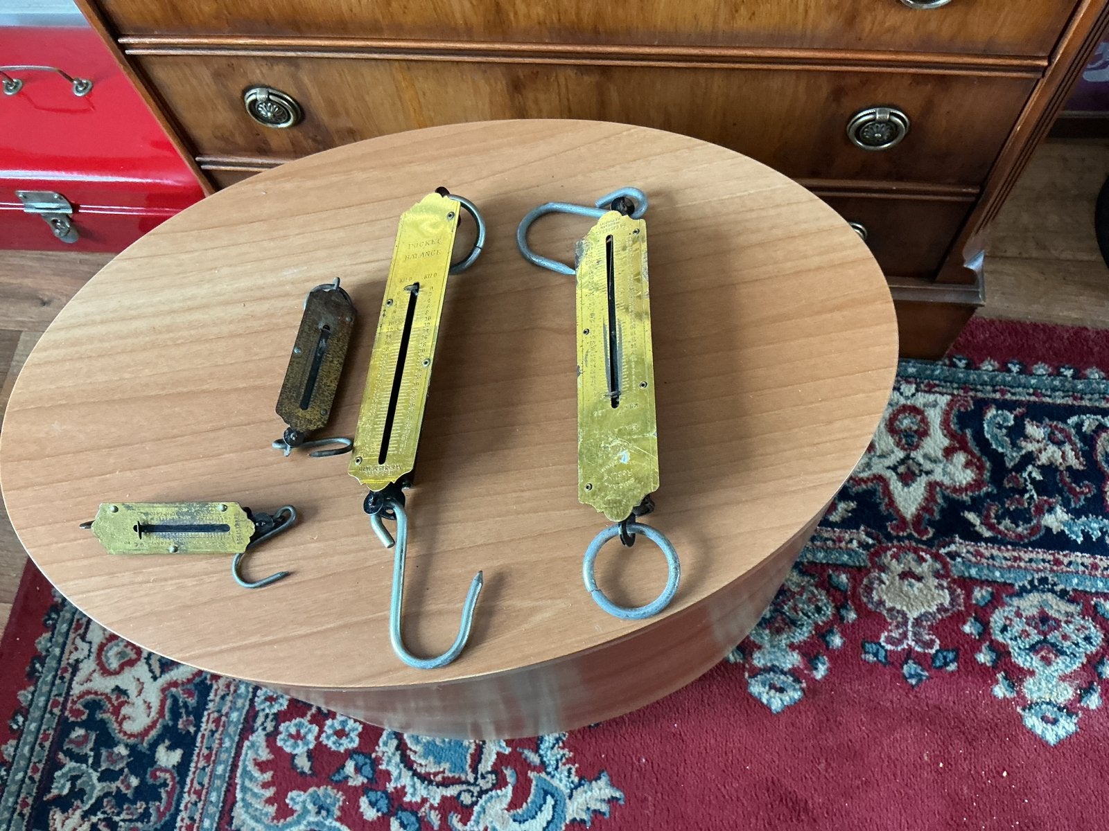 Set van 4 antieke veerweegschalen / unsters, Ophalen of Verzenden