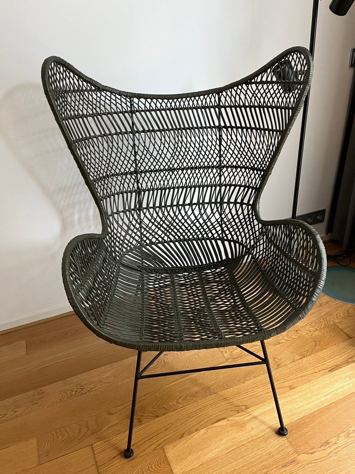 Riet stoel HK Living, Huis en Inrichting, Stoelen, Eén, Bruin, Ophalen