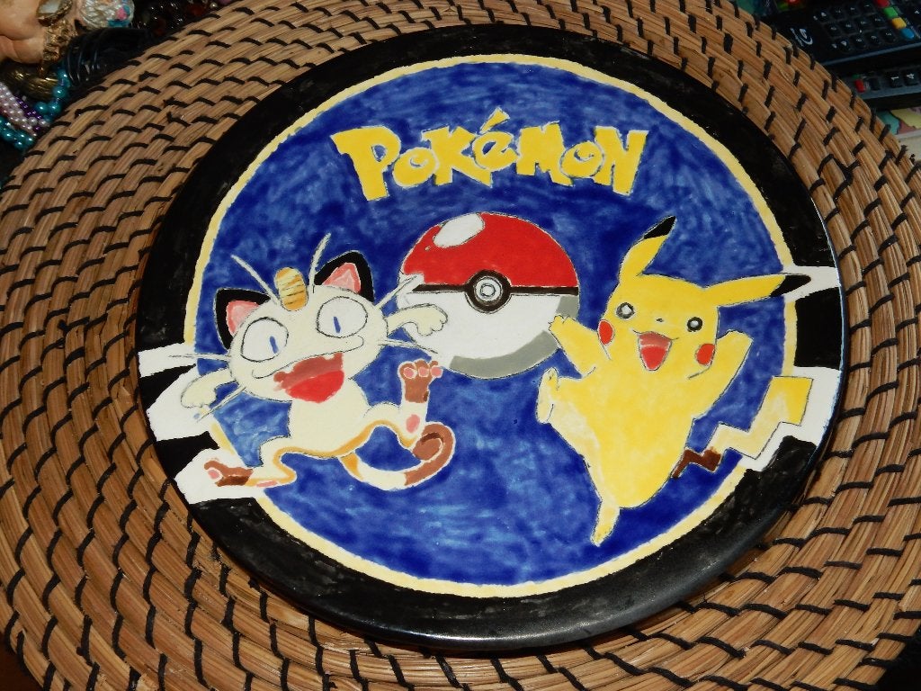 Handgemaakt Keramiek Bord Pokemon, te koop., Ophalen