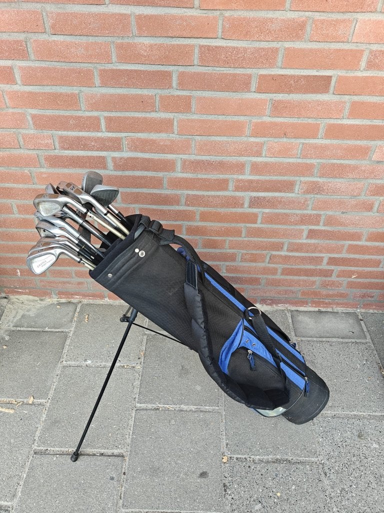 Golftas standbag zwart/blauw + ijzers (clubs optioneel), Ophalen of Verzenden, Gebruikt, Tas, Overige merken