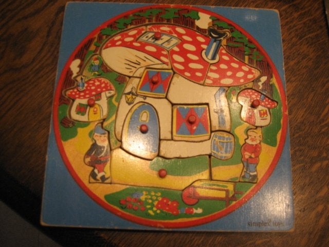 Vintage houten puzzel simplex kiekeboe 1972, Gebruikt, Ophalen of Verzenden, Van hout, Minder dan 10 stukjes