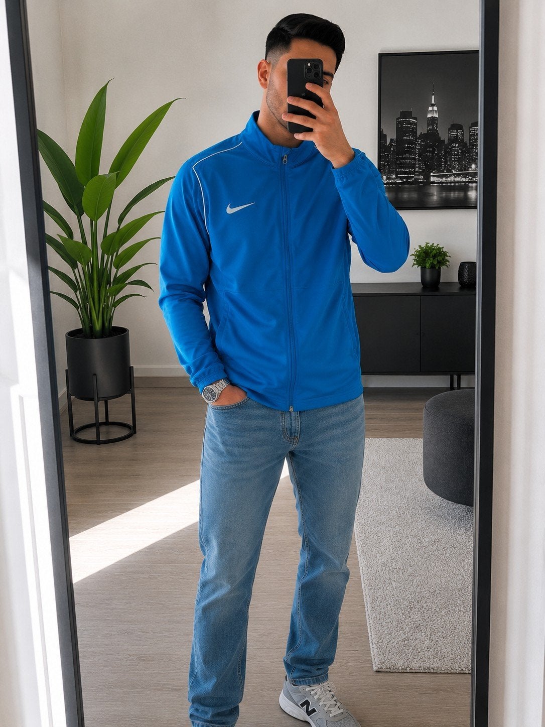 Nike Dri-Fit Trainingsjack - Maat L - Blauw - Sportvest, Maat 52/54 (L), Blauw, NIKE, Ophalen of Verzenden