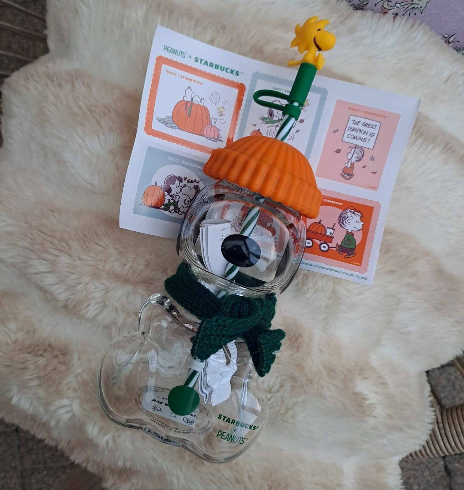Starbucks x Peanuts Snoopy & Woodstock Glazen Beker, Glas of Glazen, Nieuw, Ophalen of Verzenden, Glas