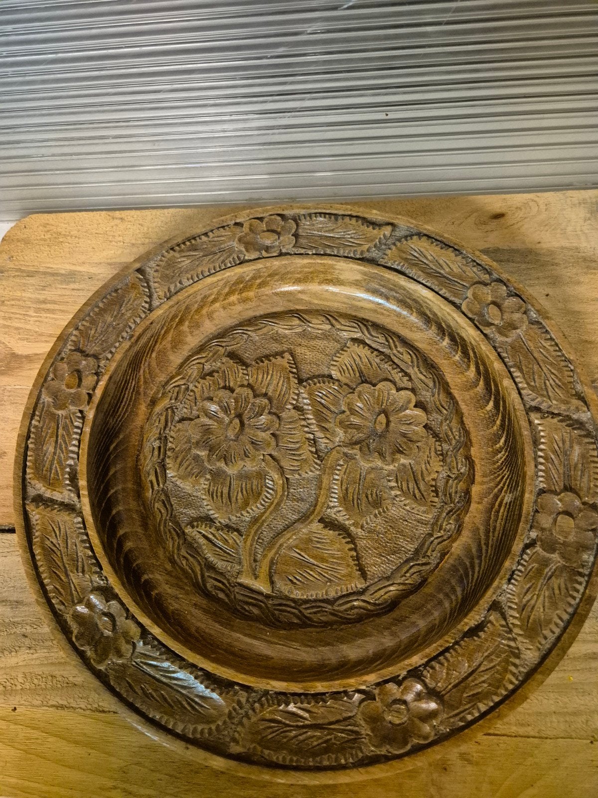groot houten wandbord met bloemen, Ophalen of Verzenden