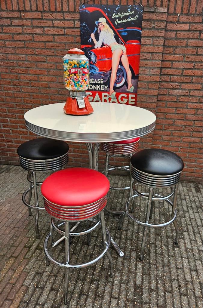FIFTIES SIXTIES AMERIKAANSE BEL AIR BARKRUKKEN MET BARTAFEL, Ophalen, 60 tot 90 cm, Met voetsteun, Zo goed als nieuw
