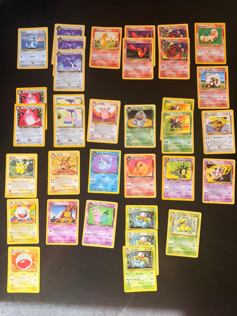 Pokemon kaarten TR 33 NDE 68 33 NG 30 base set 2 fossil 29, Ophalen of Verzenden, Zo goed als nieuw, Meerdere kaarten