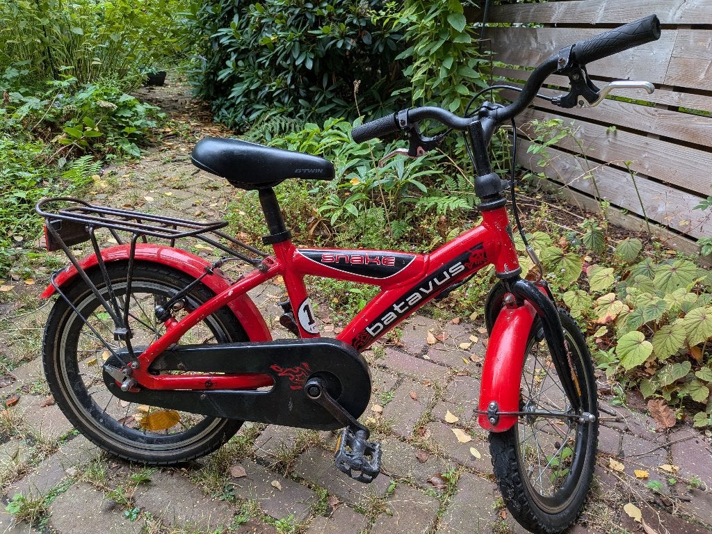 Batavus Snake kinderfiets, Ophalen, Zijwieltjes, Velgrem, Batavus