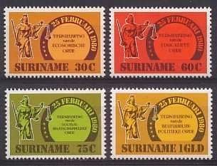 Suriname NVPH nr 242/5 postfris Politiek 1981, Postzegels en Munten, Ophalen of Verzenden, Postfris