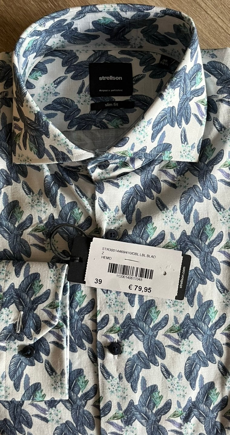 Strellson slimfit overhemd, maat 39, nieuw, wvp €79,95, Strellson, Overige kleuren, Nieuw, Nvt