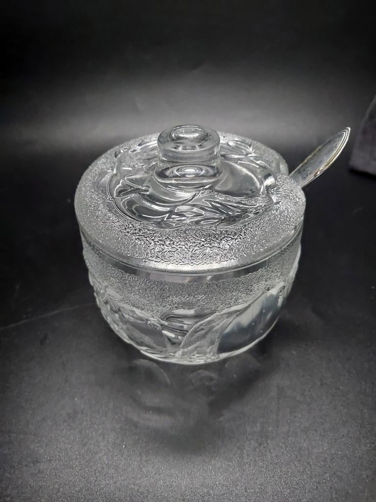 Vintage glazen jampot in stijl Fidenza Vetraria, Ophalen of Verzenden