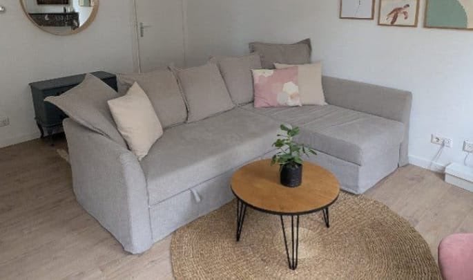 IKEA HOLMSUND Slaapbank 2-persoons met ruime opbergruimte, Ophalen, Gebruikt, Tweepersoons, Overige maten
