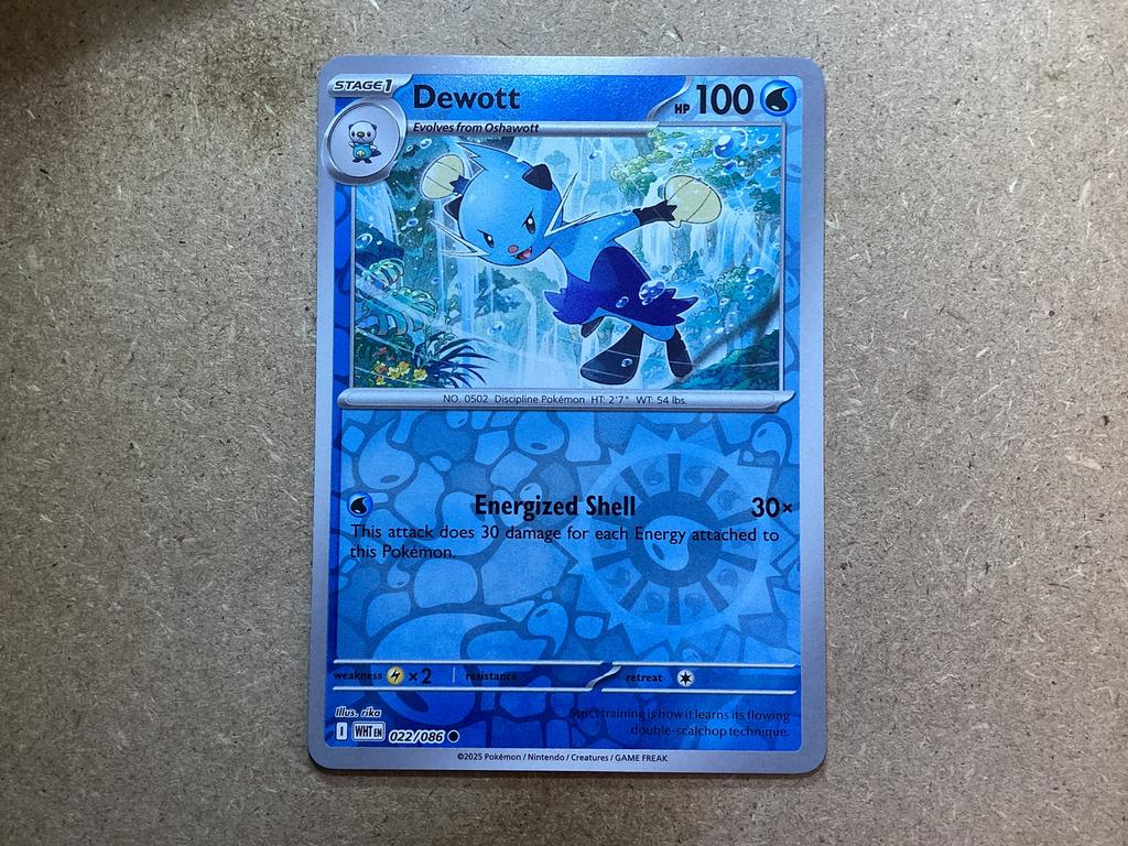1x Dewott [WHT 022/086] (Near Mint, Reverse Holo), Ophalen of Verzenden, Zo goed als nieuw, Losse kaart, Foil