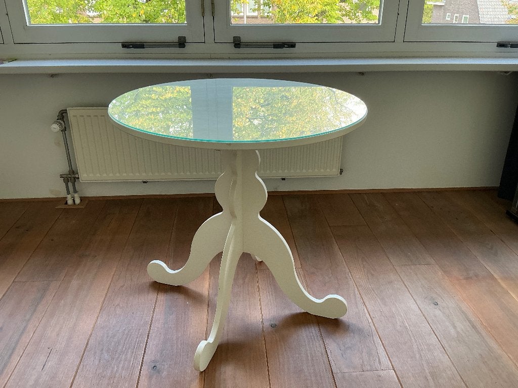 Wit ronde tafel IKEA, Huis en Inrichting, Ophalen, Gebruikt, 50 tot 100 cm, Rond