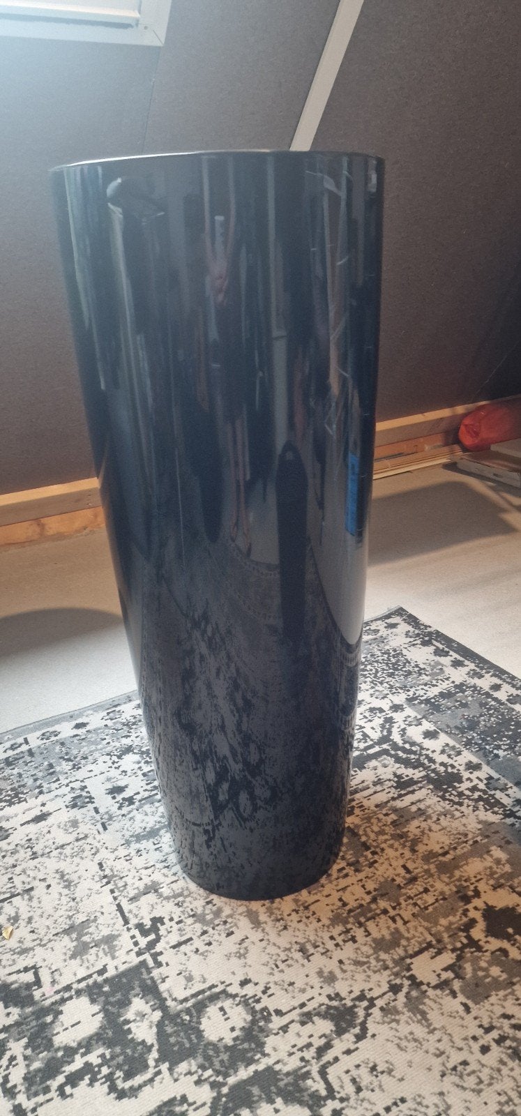 Hoogglans bloempot zwart, Ophalen, Zwart, Kunststof, 70 cm