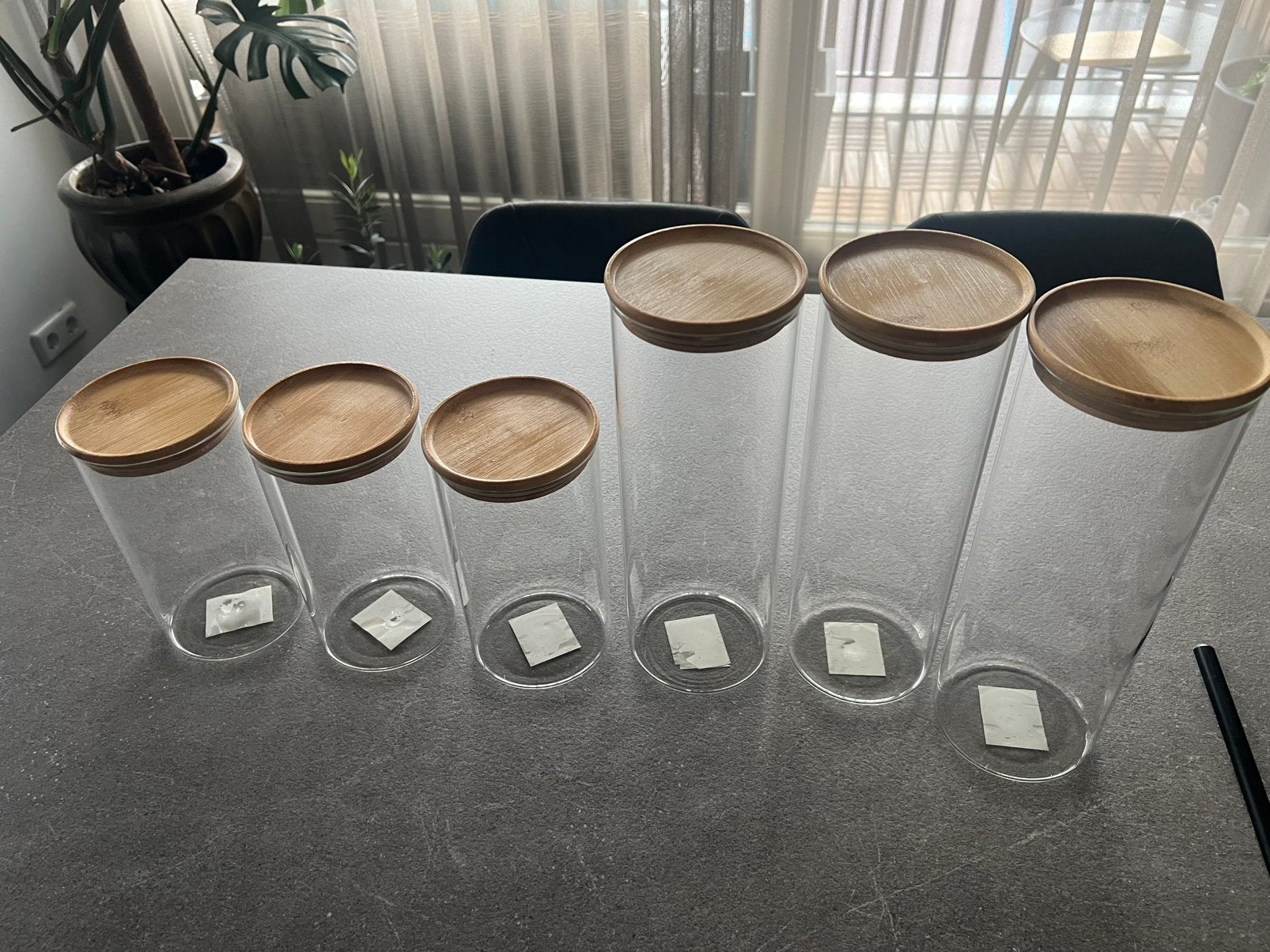 Glazen voorraadpotten, Huis en Inrichting, Keuken | Potten en Pannen, Ophalen, Zo goed als nieuw, Gietijzer, Pot, Bus of Blik
