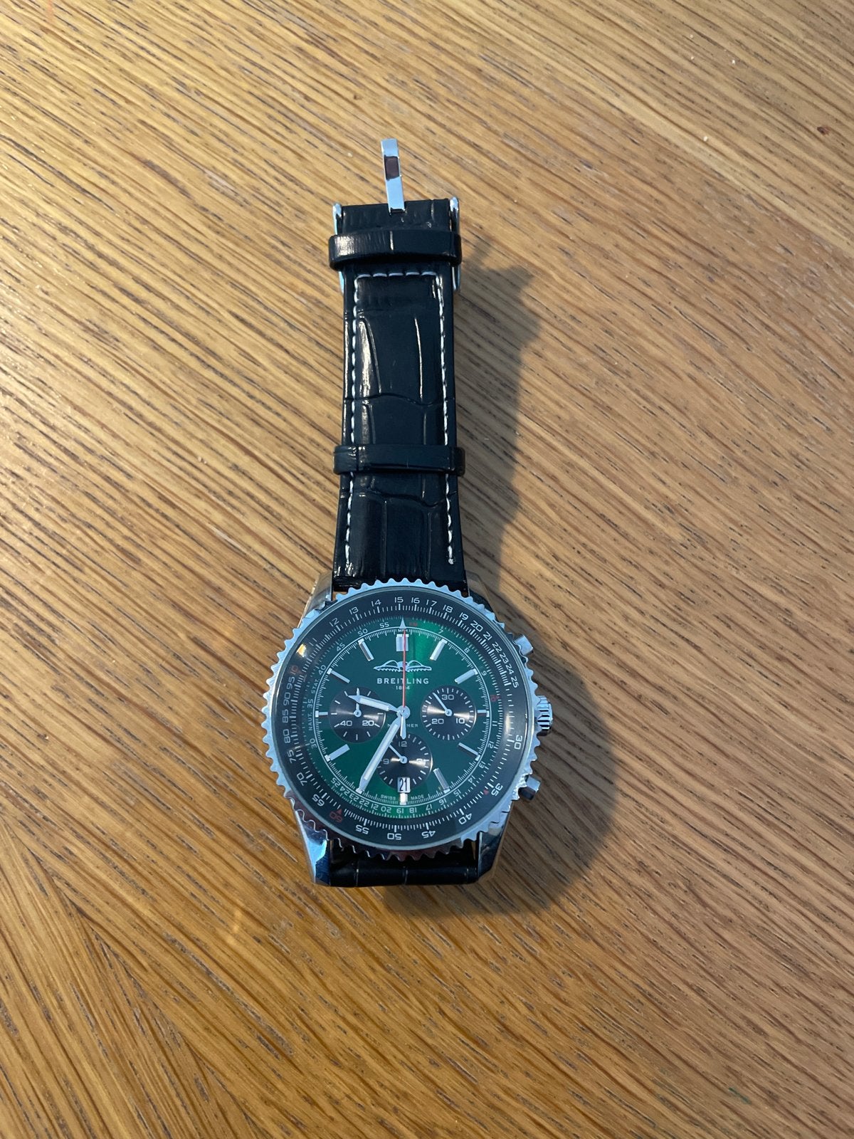 Breitling Chronomat A13370 Groen Horloge, Sieraden, Tassen en Uiterlijk, Horloges | Heren, Leer, Staal, Breitling, Polshorloge