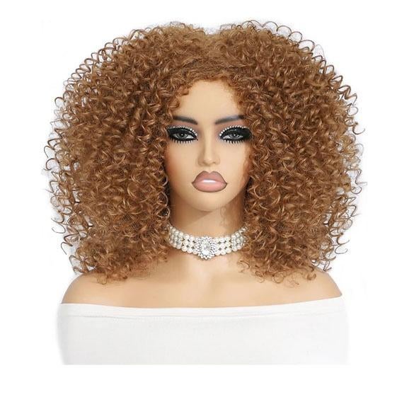 Afro pruik met kleine spiraalkrullen schouderlang kleur M27-, Verzenden, Nieuw, Pruik of Haarverlenging
