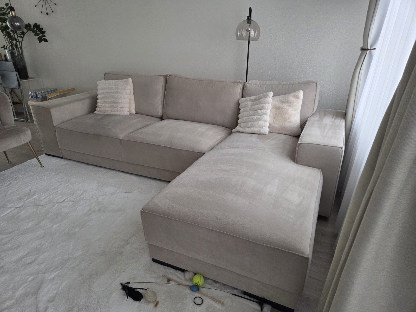 Moderne hoekbank, Ophalen, 250 tot 300 cm, Gebruikt, 100 tot 125 cm