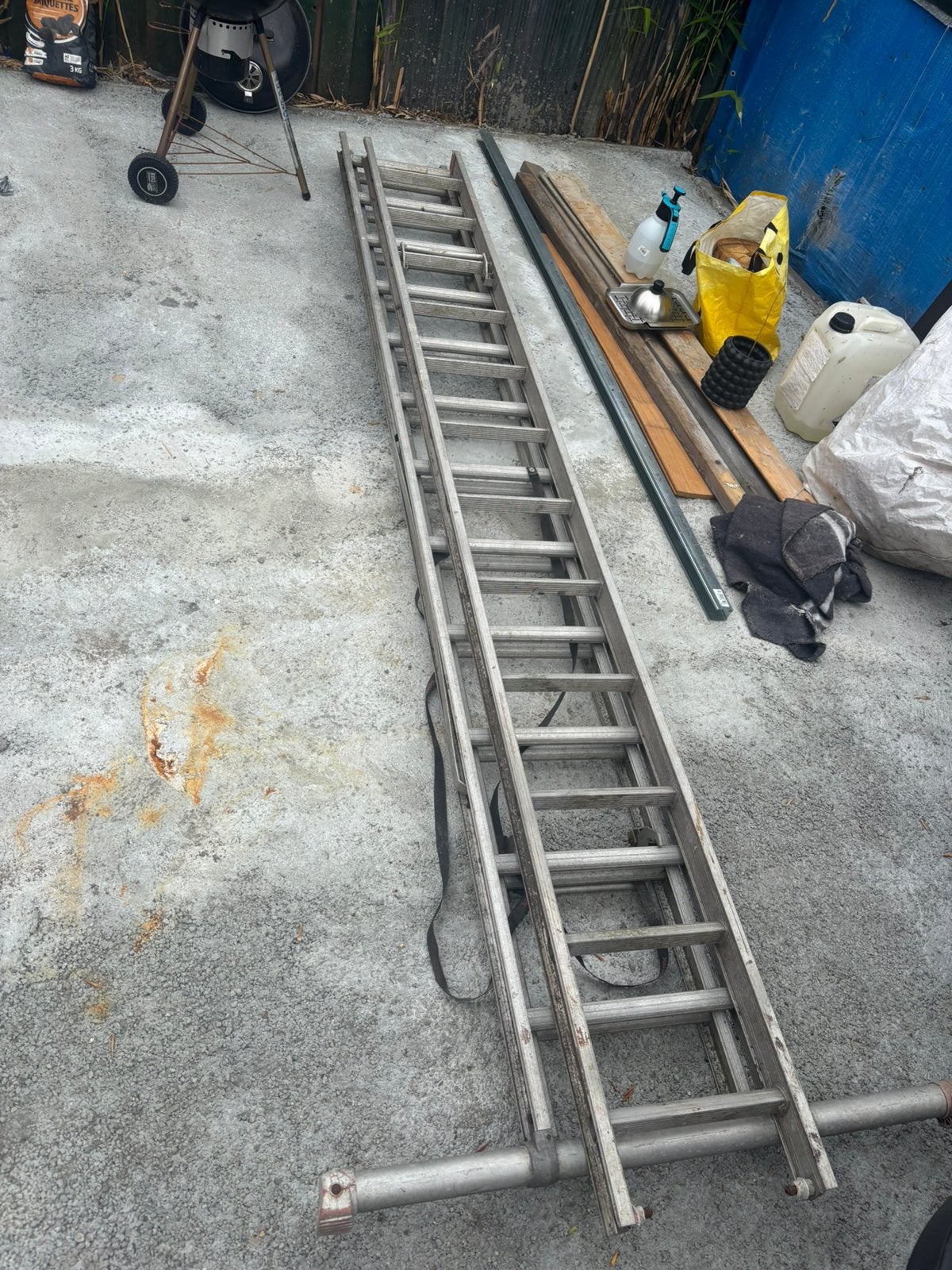 Altrex schuifladder 3 x 3 meter, Ophalen, Gebruikt, Ladder, Opvouwbaar of Inschuifbaar