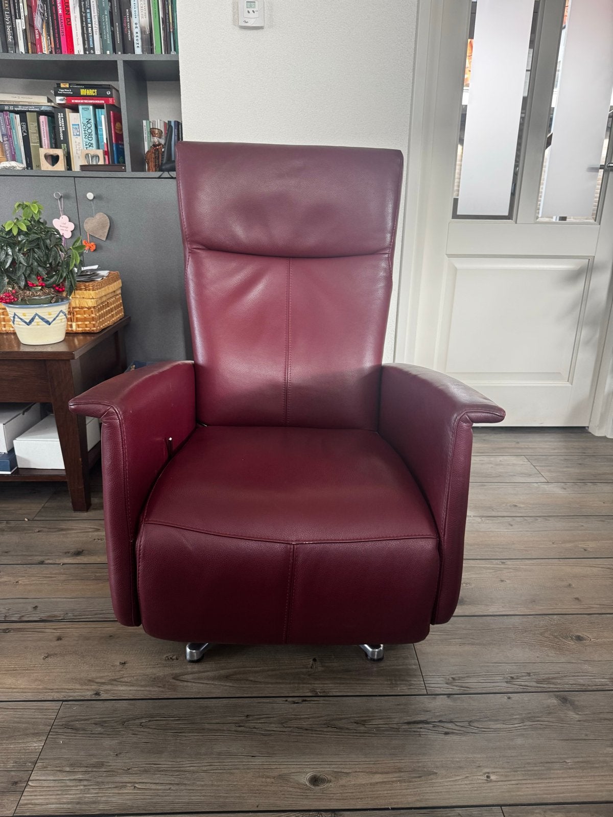 Prominent Relaxfauteuil - Wijnrood Leer, Huis en Inrichting, Ophalen, Gebruikt, 50 tot 75 cm, Leer