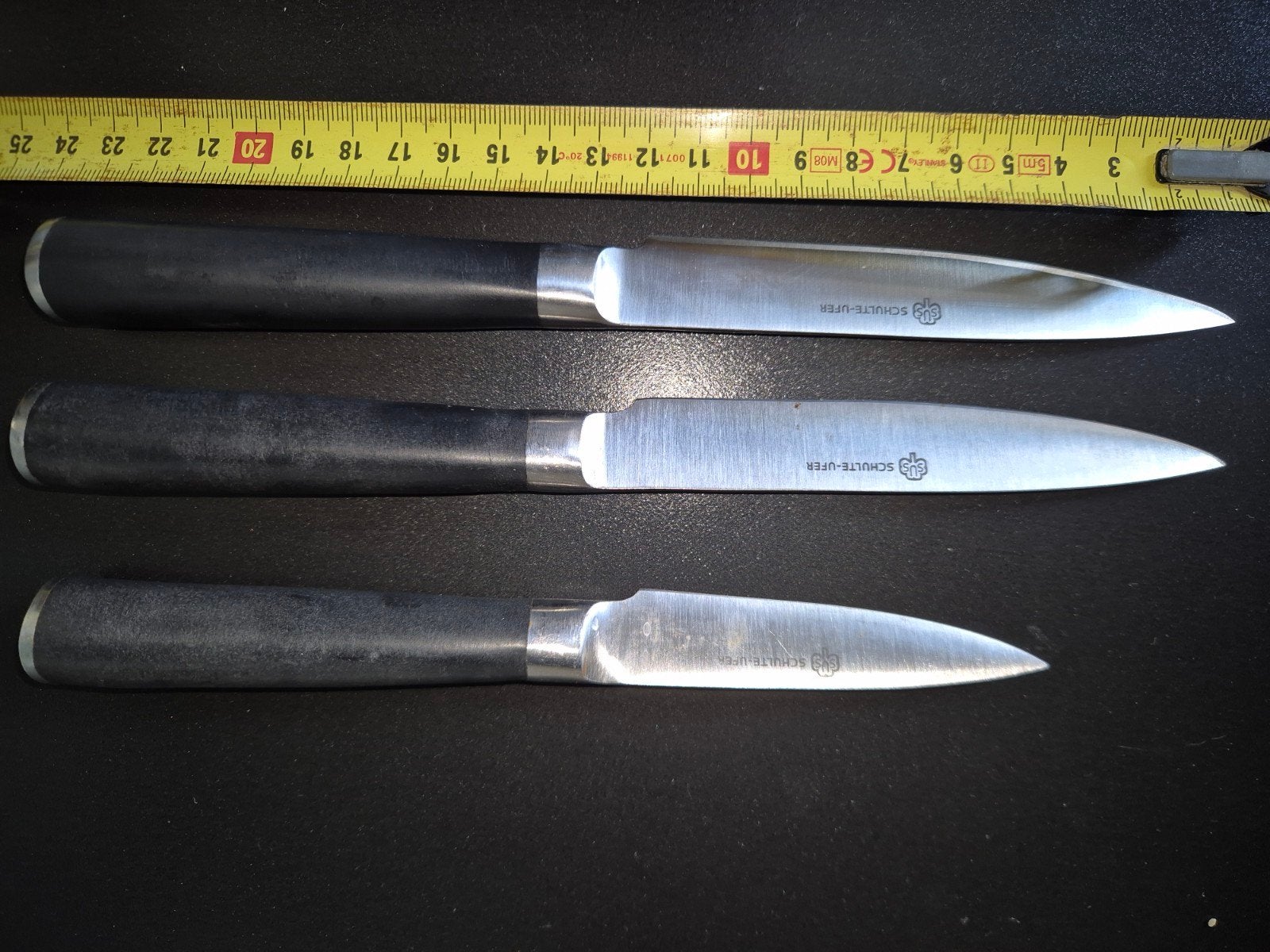 3 gebruikte messen van Schulte-Ufer, Ophalen of Verzenden, Gebruikt, Rvs of Chroom