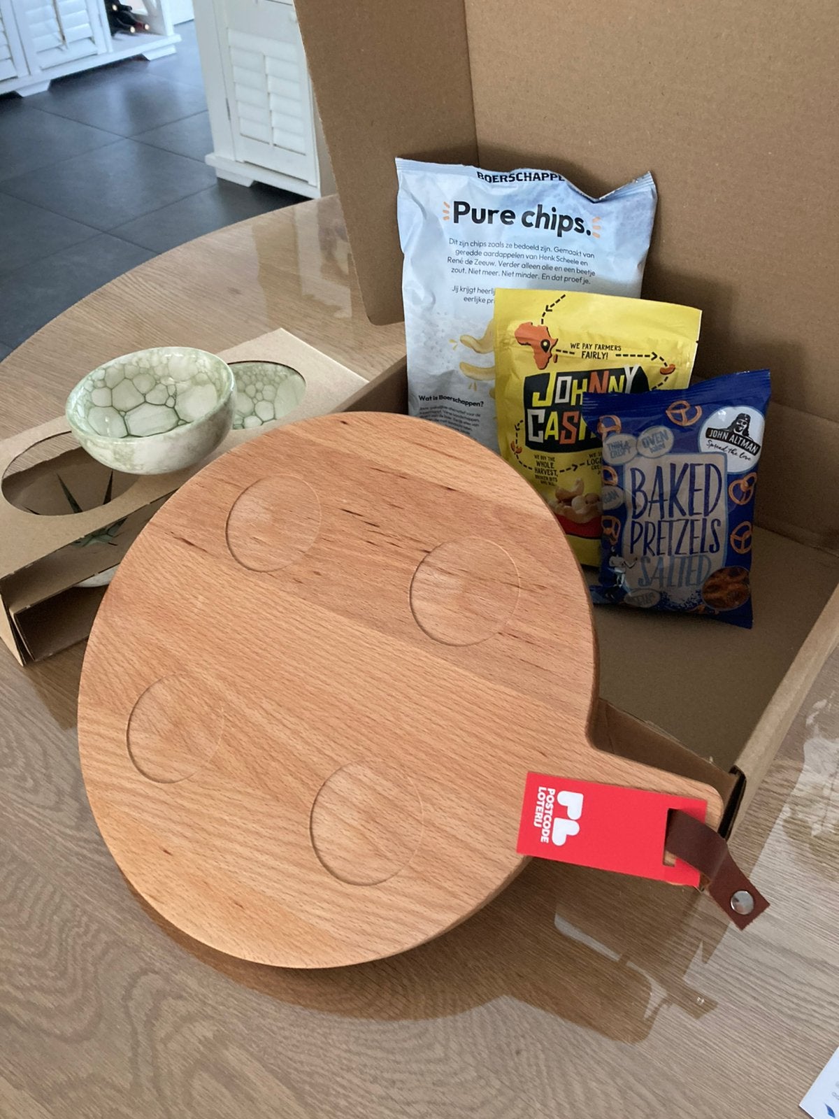 Borrelpakket postcodeloterij serveerplank groen, Ophalen of Verzenden, Nieuw