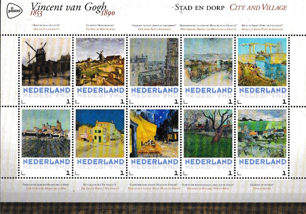 Vincent van Gogh – Stad en Dorp – 3012-F-1, Verzenden, Na 1940, Postfris