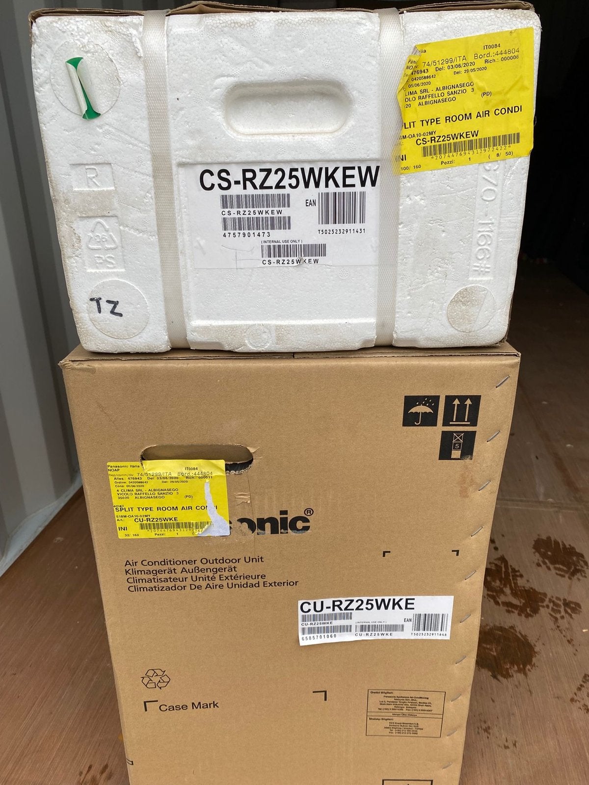 Nieuwe Panasonic Split Type Airco CS-RZ25WKEW / CU-RZ25WKE, Ophalen, Koelen en Ontvochtigen, Minder dan 60 m³, Nieuw