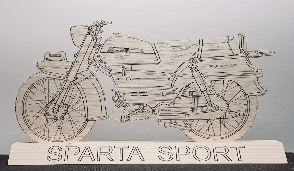 Thema Silhouet met een Sparta GF50 brommer als thema, Ophalen of Verzenden, Nieuw, Wandklok