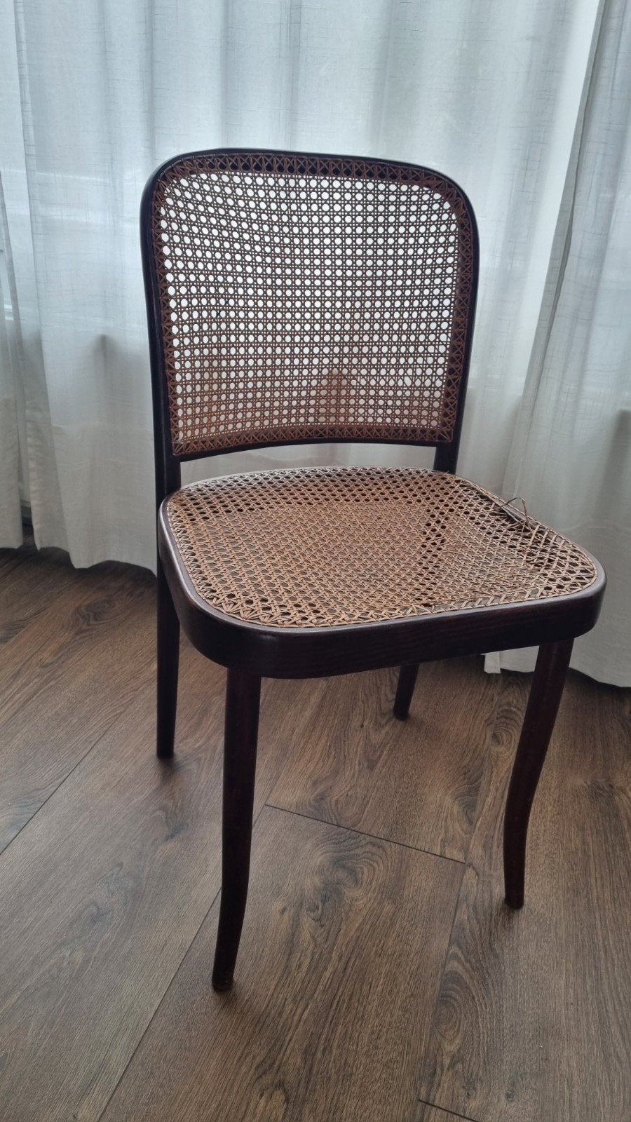 3x Ligna Praag 811 stoelen, Josef Hoffmann, rieten zitting, Ophalen, Gebruikt, Bruin, Drie