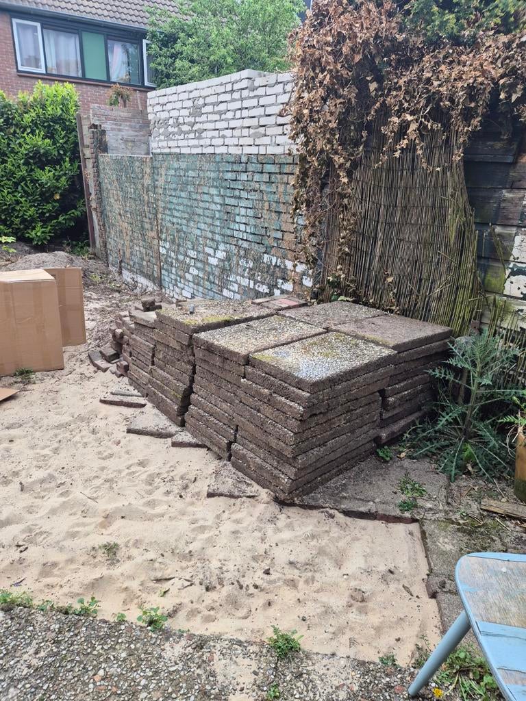Gebruikte terrastegels, 50x40 cm, 50 stuks ca. 10 m², Tuin en Terras, Tegels en Klinkers, Ophalen of Verzenden, Gebruikt, Beton