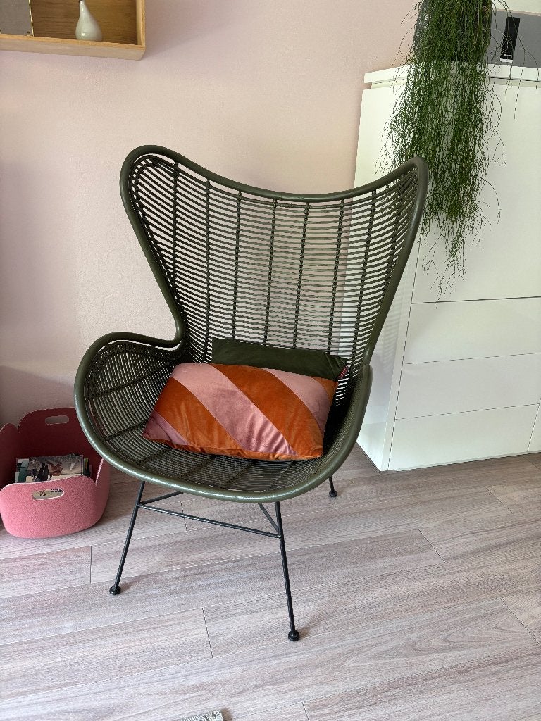HK Living olijfgroene Egg Chair, Ophalen, Overige kleuren, Zo goed als nieuw, Eén