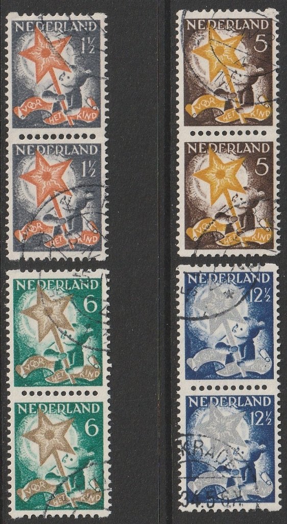 1933, Kind, Roltanding, NVPH R98/R101, paartjes, gestempeld, Verzenden, T/m 1940, Gestempeld