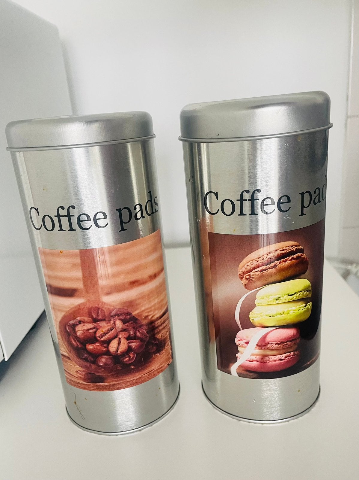 2 stuks Bewaarblikken voor Senseo coffee pads, Ophalen, Gebruikt